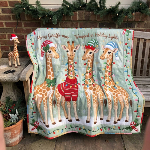 Merry Giraffe-Mas Crew Quilt Blanket