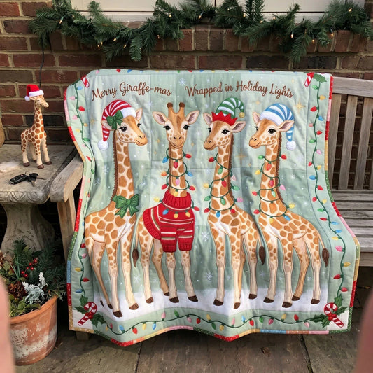Merry Giraffe-Mas Crew Quilt Blanket