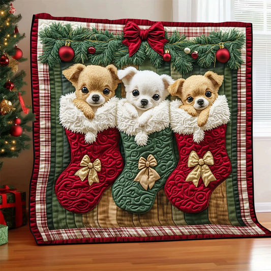 Merry Little Woof Quilt Blanket