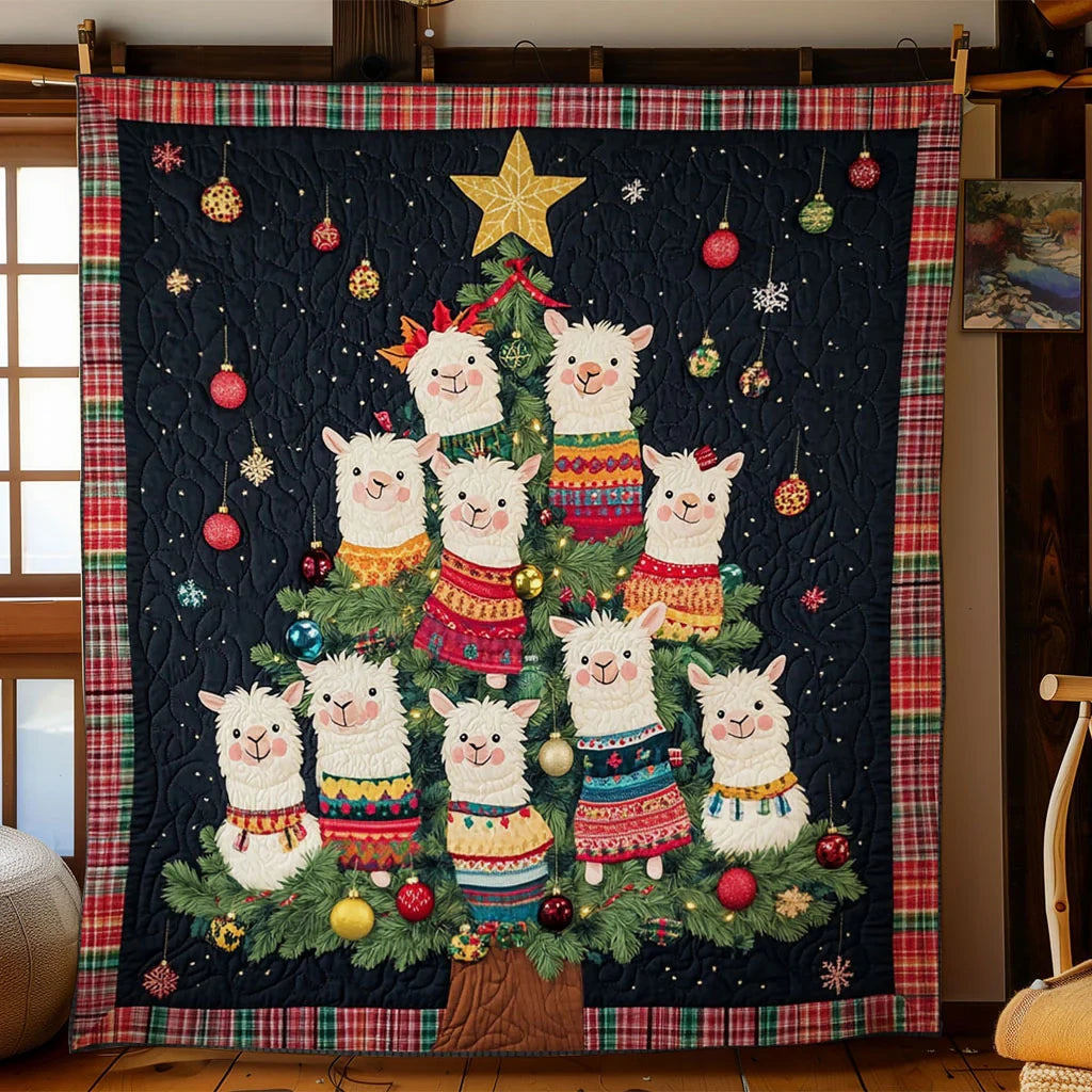 Merry Llama Christmas Quilt Blanket