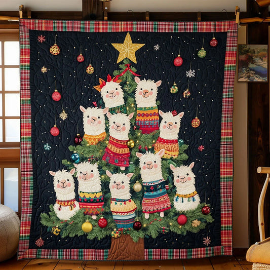 Merry Llama Christmas Quilt Blanket