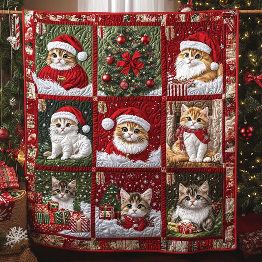 Merry Mistletoe Meow Quilt Blanket