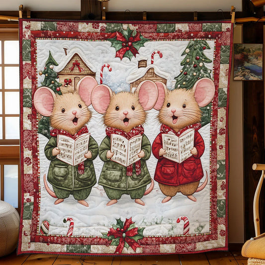 Merry Mouse Caroler Quilt Blanket