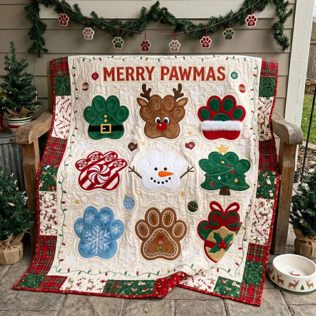 Merry Pawmas Patch Quilt Blanket