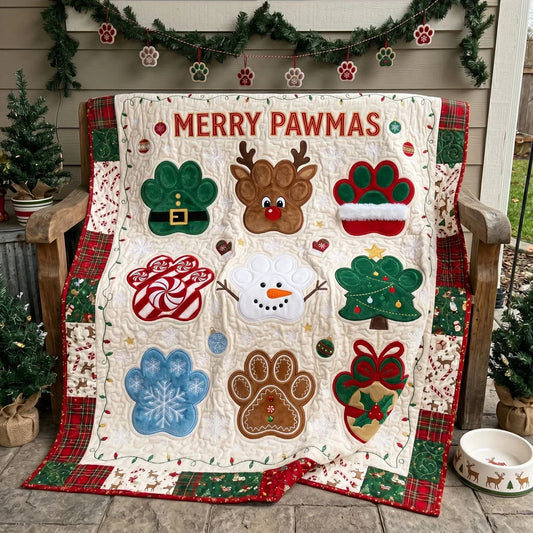 Merry Pawmas Patch Quilt Blanket