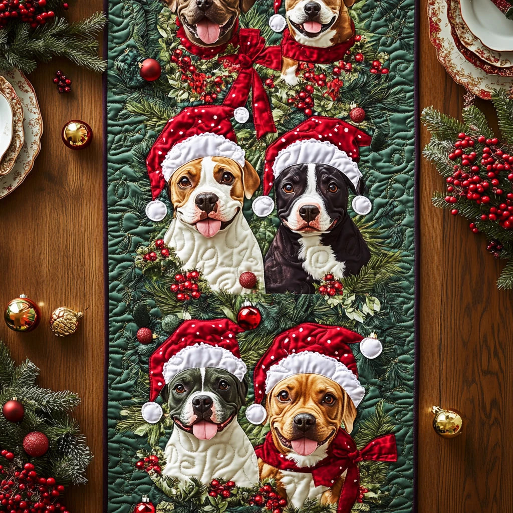 Merry Pitbull Quilted Table Runner