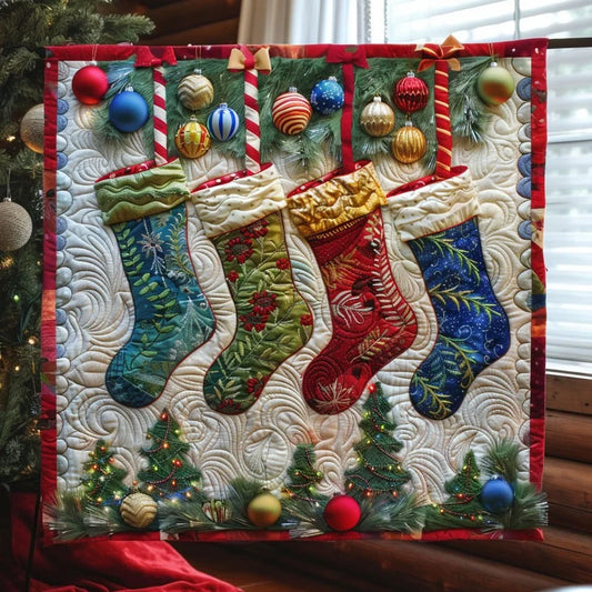 Merry Stocking Quilt Blanket