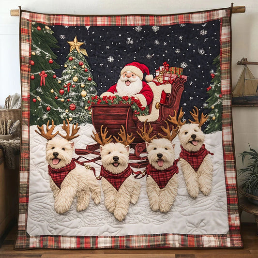 Merry Terrier Christmas Quilt Blanket