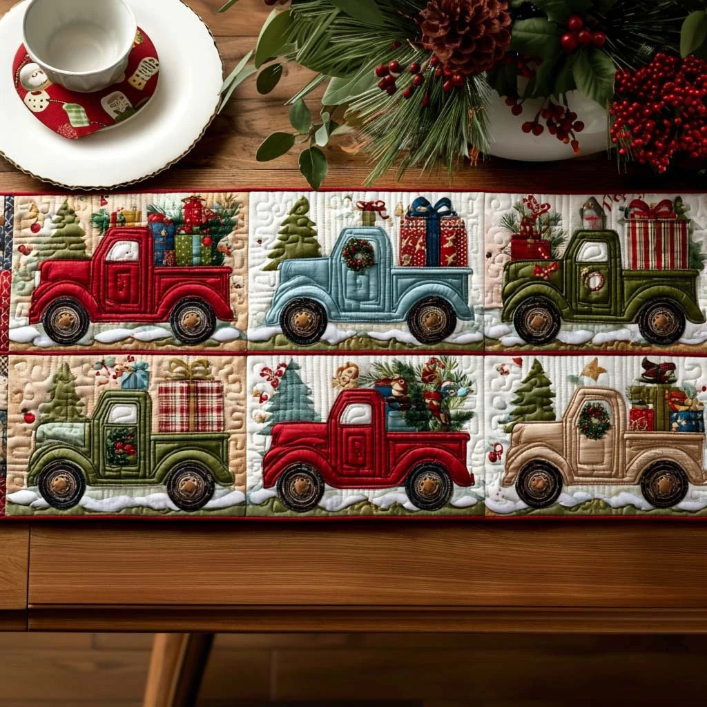 Merry Trucks Quilted Table Runner