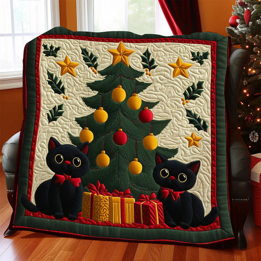 Merry Whiskers Quilt Blanket