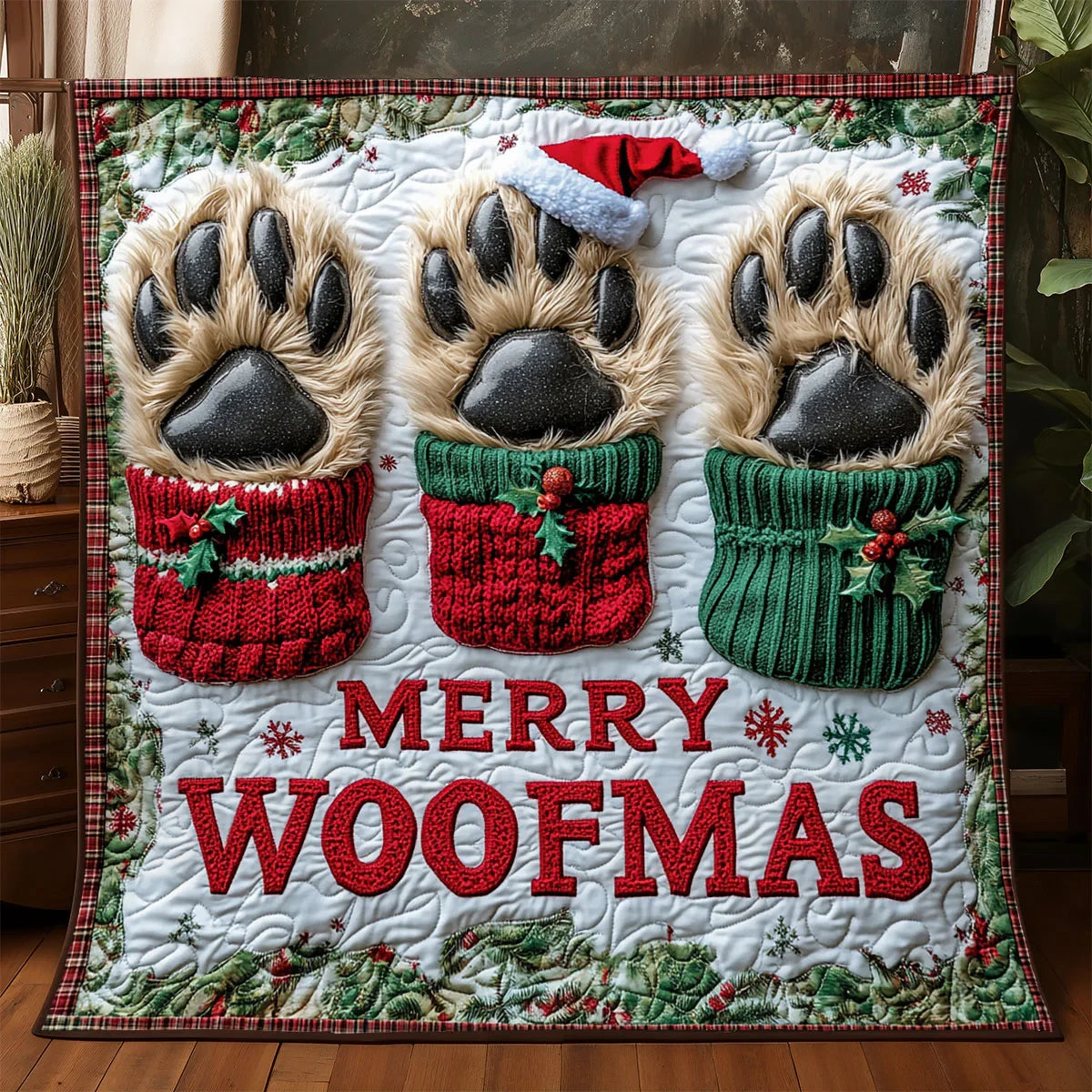 Merry Woofmas Quilt Blanket