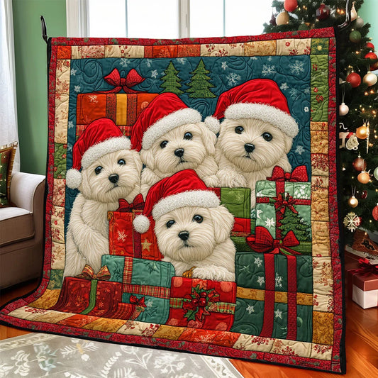 Merry Yorkies Quilt Blanket
