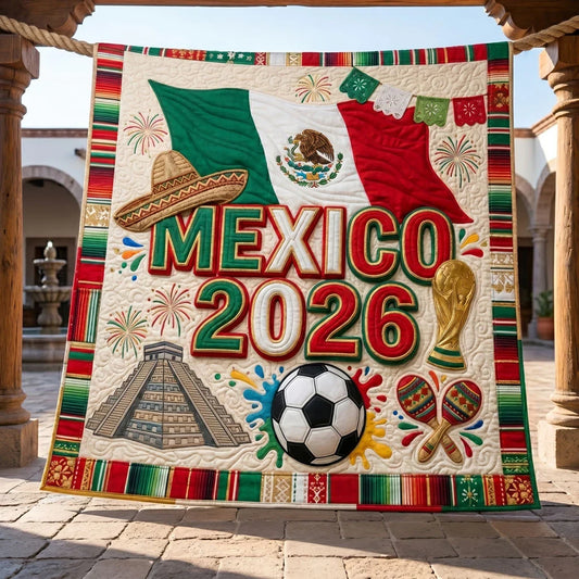 Mexico 2026 Fiesta Soccer Quilt Blanket