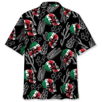 Mexico Flag Skull Hawaiian Shirt