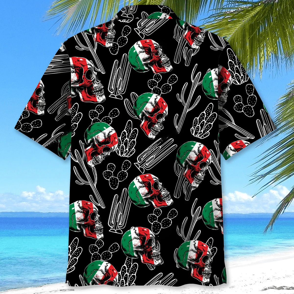 Mexico Flag Skull Hawaiian Shirt