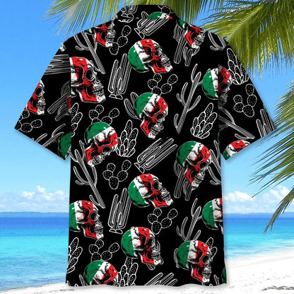 Mexico Flag Skull Hawaiian Shirt