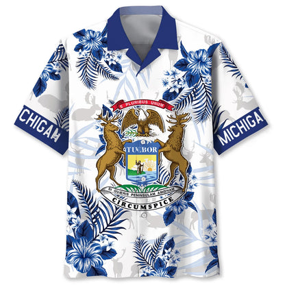 Michigan State Flag Proud Hawaiian Shirt