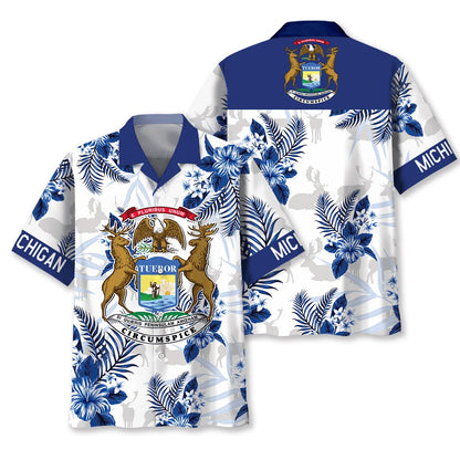 Michigan State Flag Proud Hawaiian Shirt