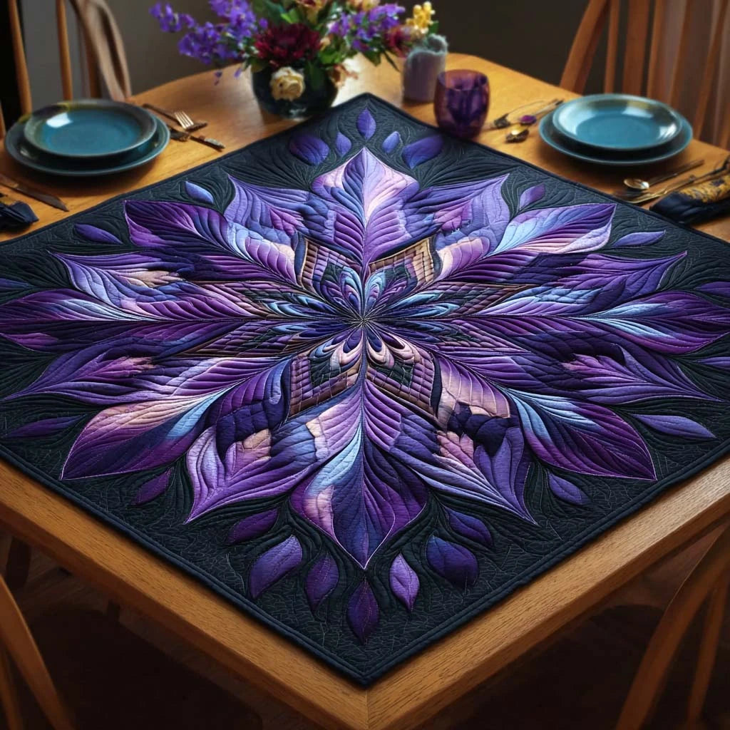 Midnight Bloom Quilted Table Topper