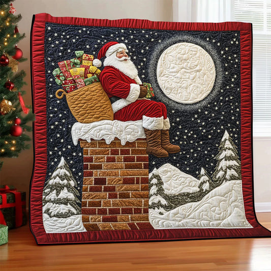 Midnight Gift Santa Quilt Blanket