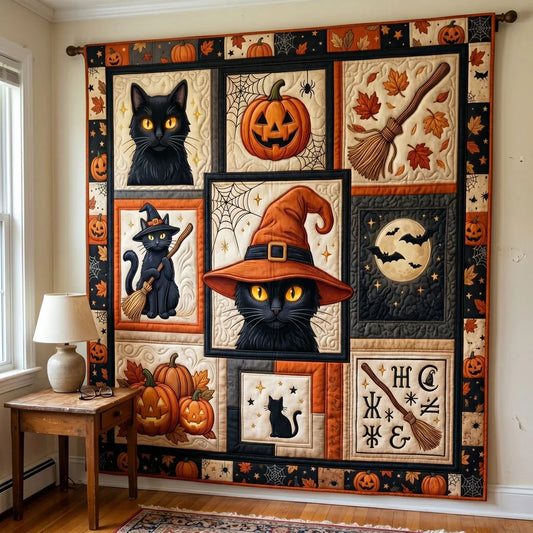 Midnight Magic Cat Quilt Blanket