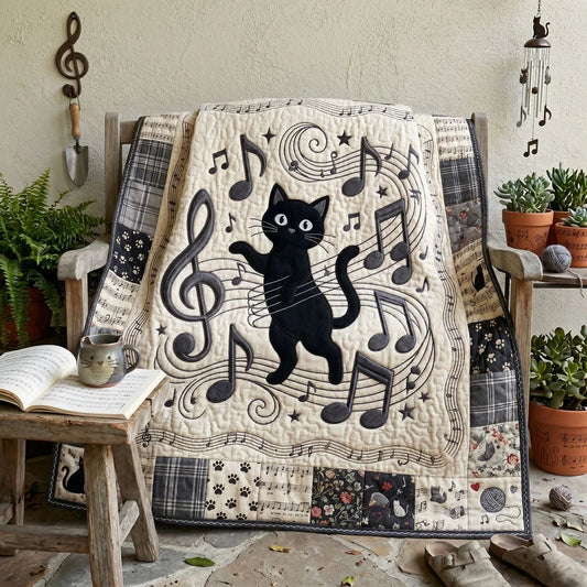 Midnight Melody Cat Quilt Blanket
