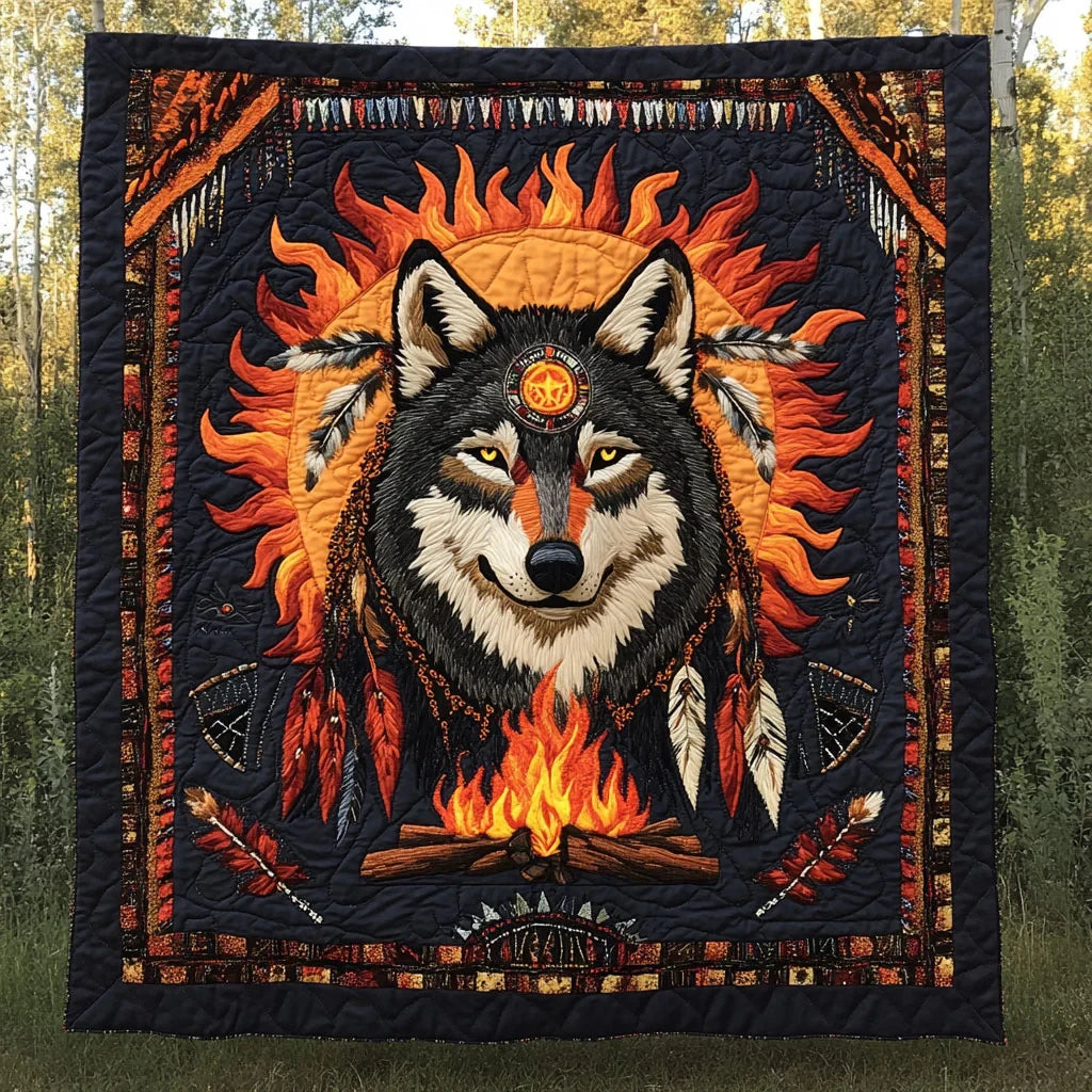 Midnight Wolf Quilt Blanket