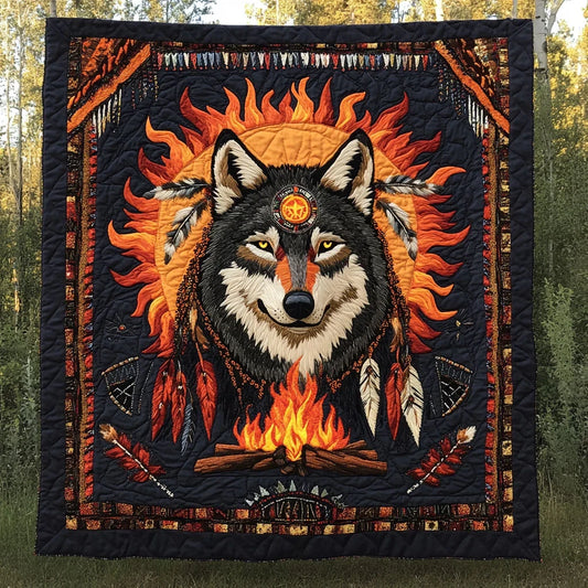 Midnight Wolf Quilt Blanket