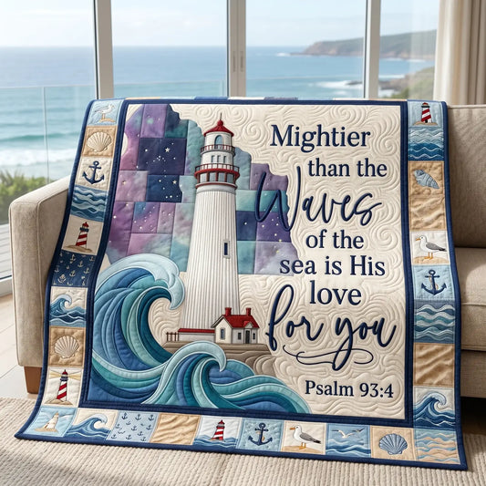 Mightier Than The Waves Quilt Blanket