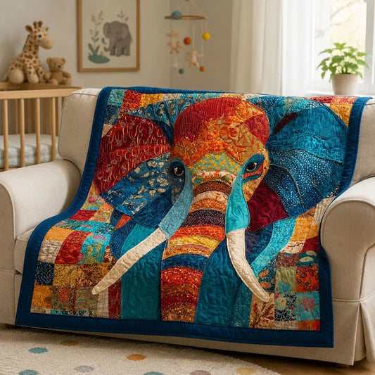 Mighty Elephant Quilt Blanket - Quilted Blanket by OtterMia