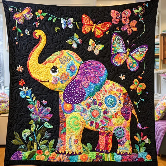 Mighty Elephant Quilt Blanket - Quilted Blanket by OtterMia
