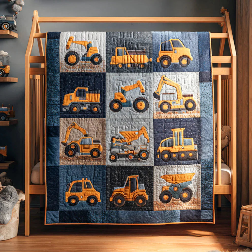 Mighty Machines Quilt Blanket - Quilted Blanket by OtterMia