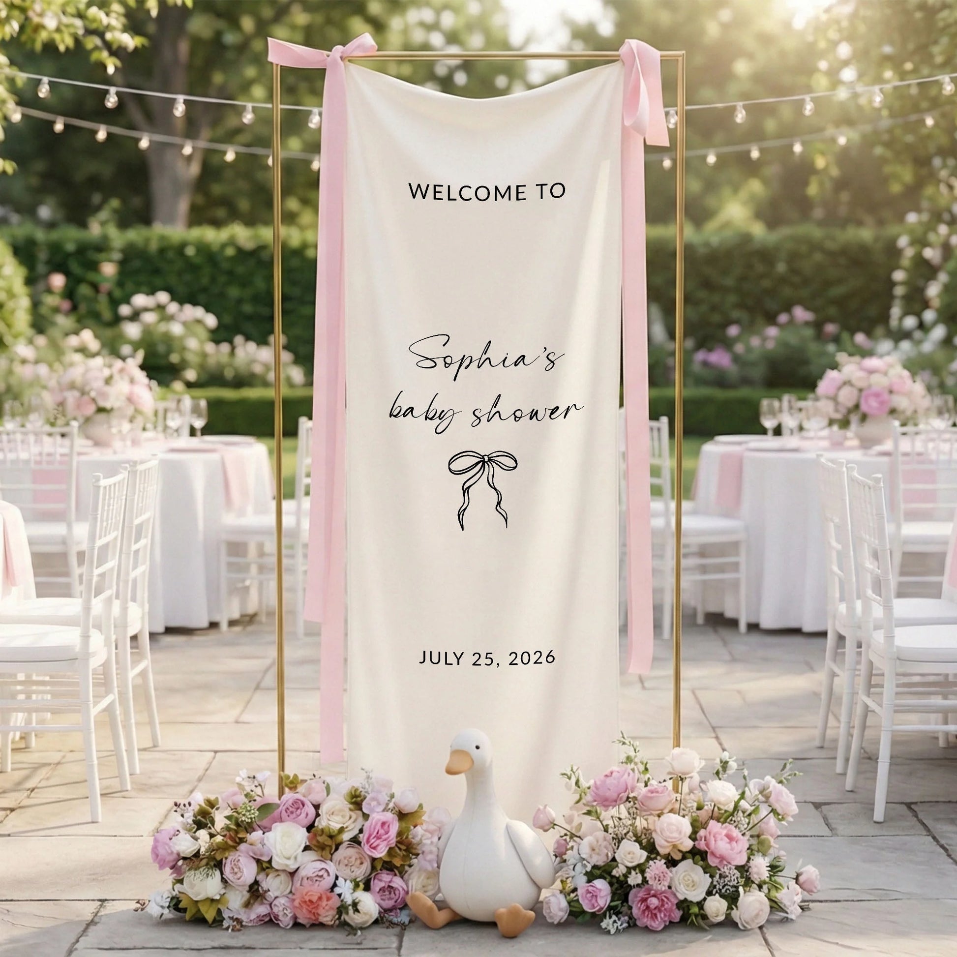Minimalist Baby Shower Welcome Banner Personalized Custom Name Baby Shower Backdrop Linen Party Sign, baby shower decor