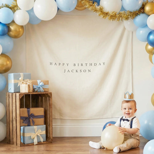 Minimalist Birthday Tapestry Personalized Custom Name Birthday Backdrop Party Photo Banner, personalized birthday backdrop