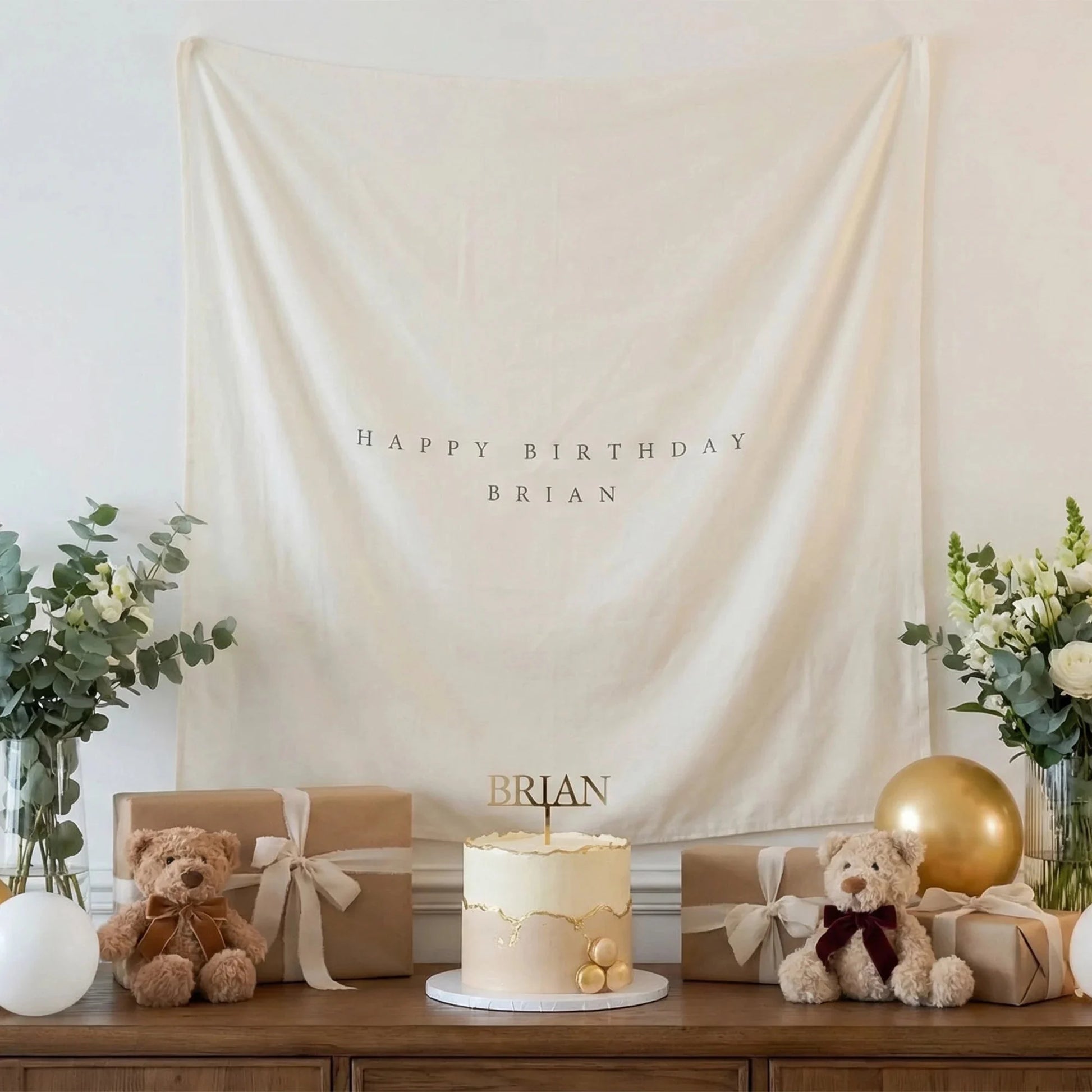 Minimalist Birthday Tapestry Personalized Custom Name Birthday Backdrop Party Photo Banner, personalized birthday backdrop