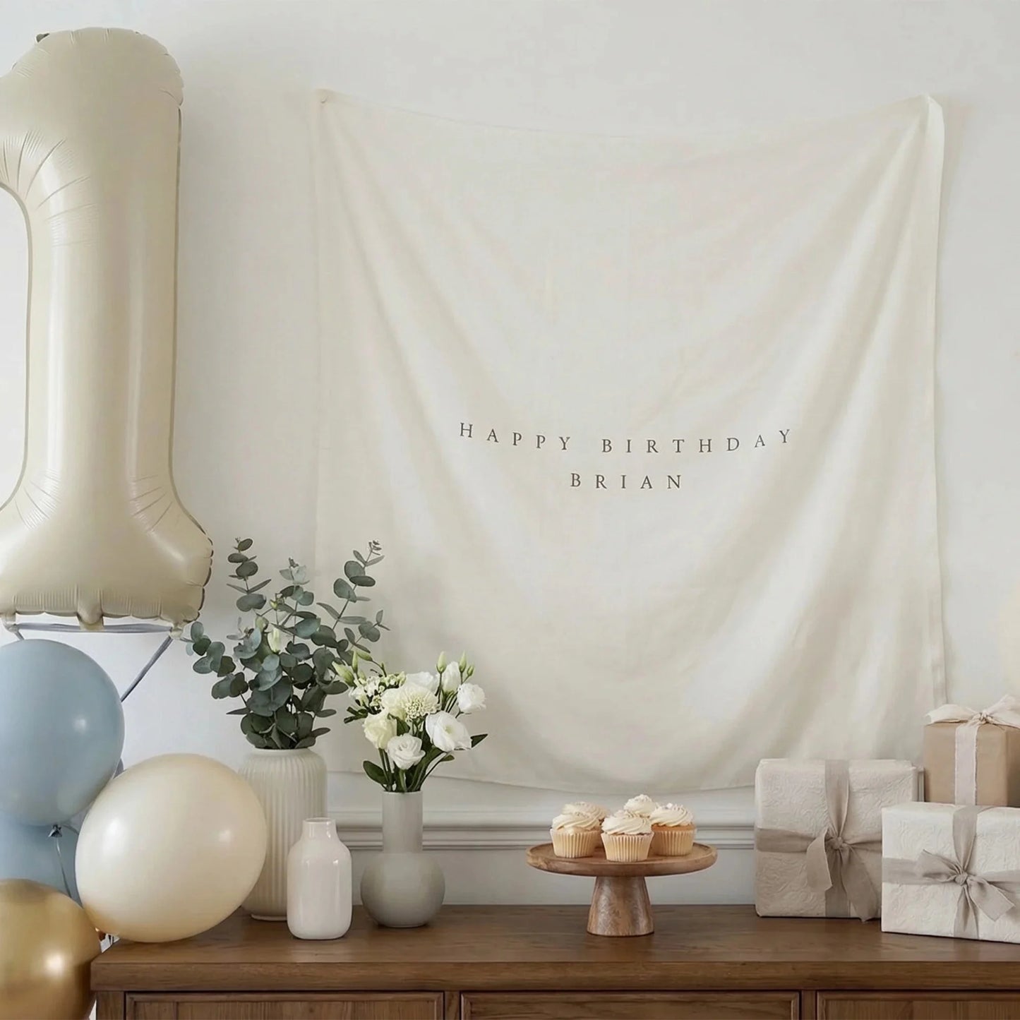 Minimalist Birthday Tapestry Personalized Custom Name Birthday Backdrop Party Photo Banner, personalized birthday backdrop