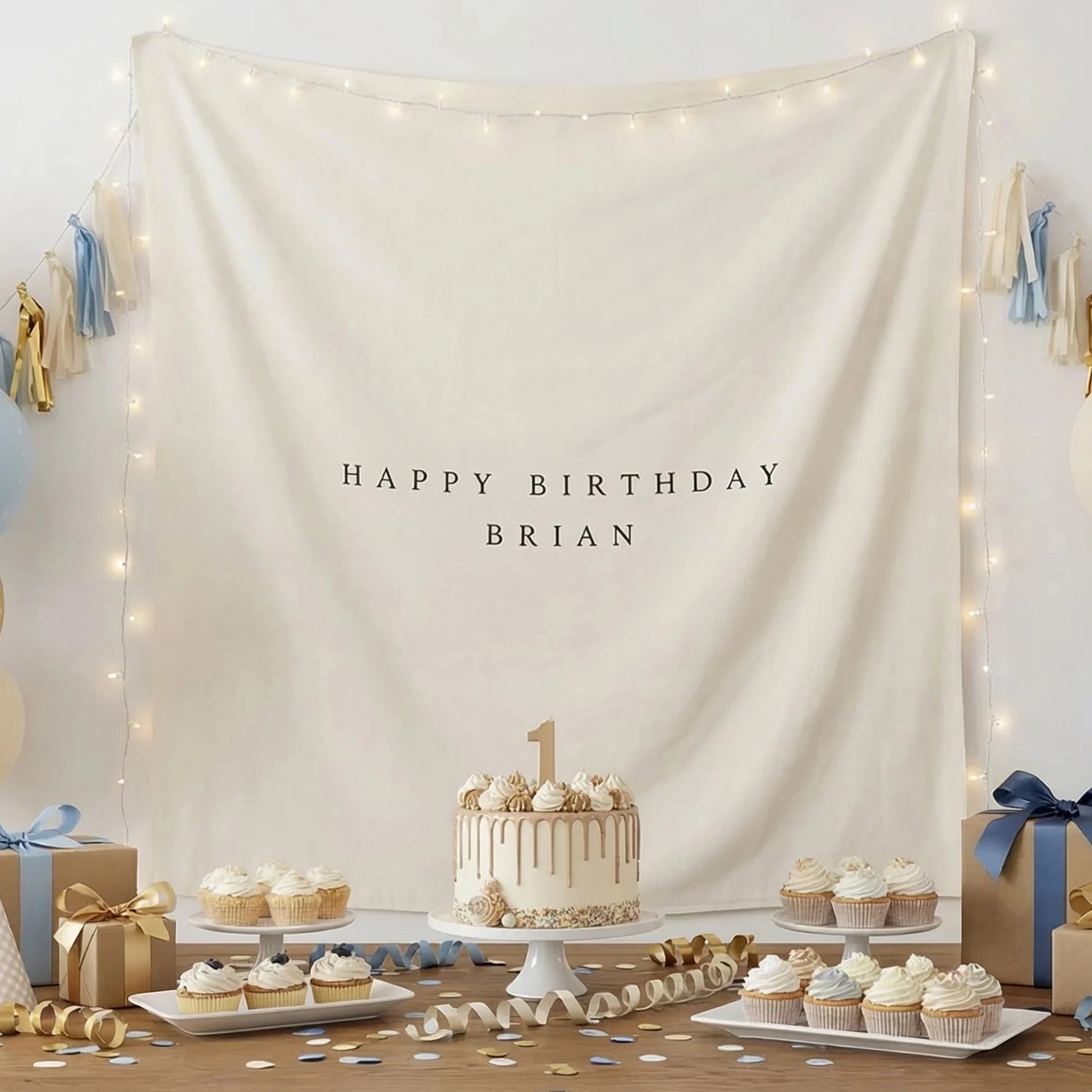 Minimalist Birthday Tapestry Personalized Custom Name Birthday Backdrop Party Photo Banner, personalized birthday backdrop