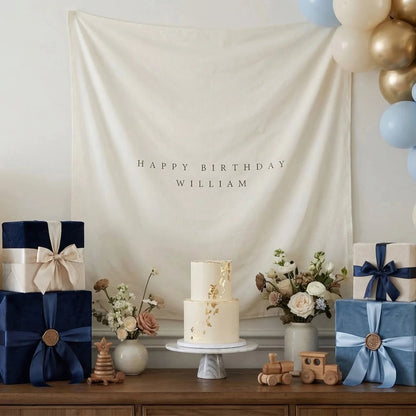 Minimalist Birthday Tapestry Personalized Custom Name Birthday Backdrop Party Photo Banner, personalized birthday backdrop