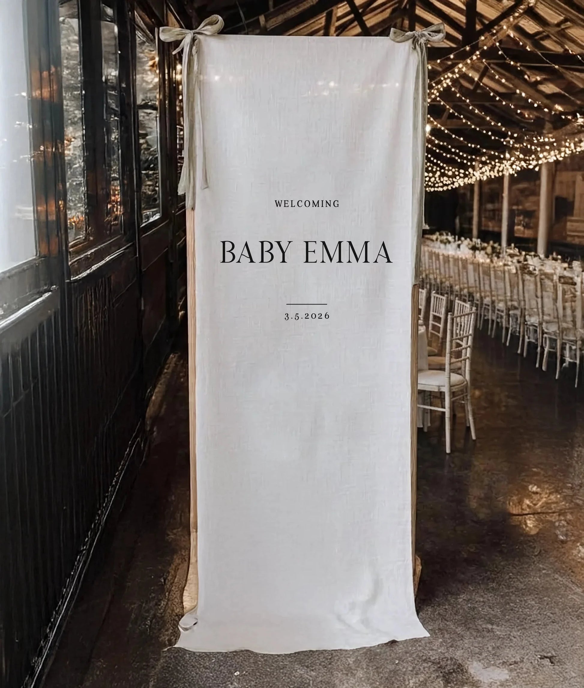 Minimalist Baby Shower Banner Personalized Custom Name Baby Shower Welcome Backdrop Decor, baby shower decor (view 5)