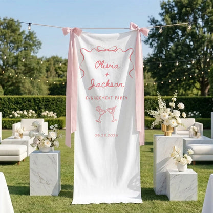 Minimalist Engagement Banner Stand Personalized Custom Name Engagement Party Decor (view 5)