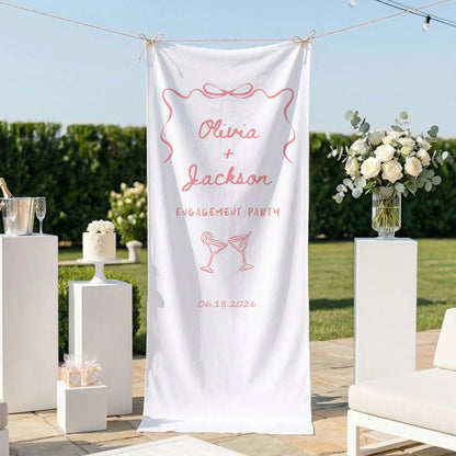 Minimalist Engagement Banner Stand Personalized Custom Name Engagement Party Decor (view 6)