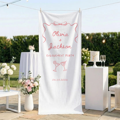Minimalist Engagement Banner Stand Personalized Custom Name Engagement Party Decor (view 7)