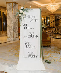 Minimalist Wedding Timeline Banner Personalized Linen Wedding Schedule Banner Custom Name Ceremony Sign, personalized wedd...