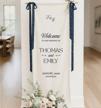 Minimalist Wedding Welcome Banner Personalized Linen Wedding Welcome Sign Custom Name Ceremony Decor, personalized wedding...