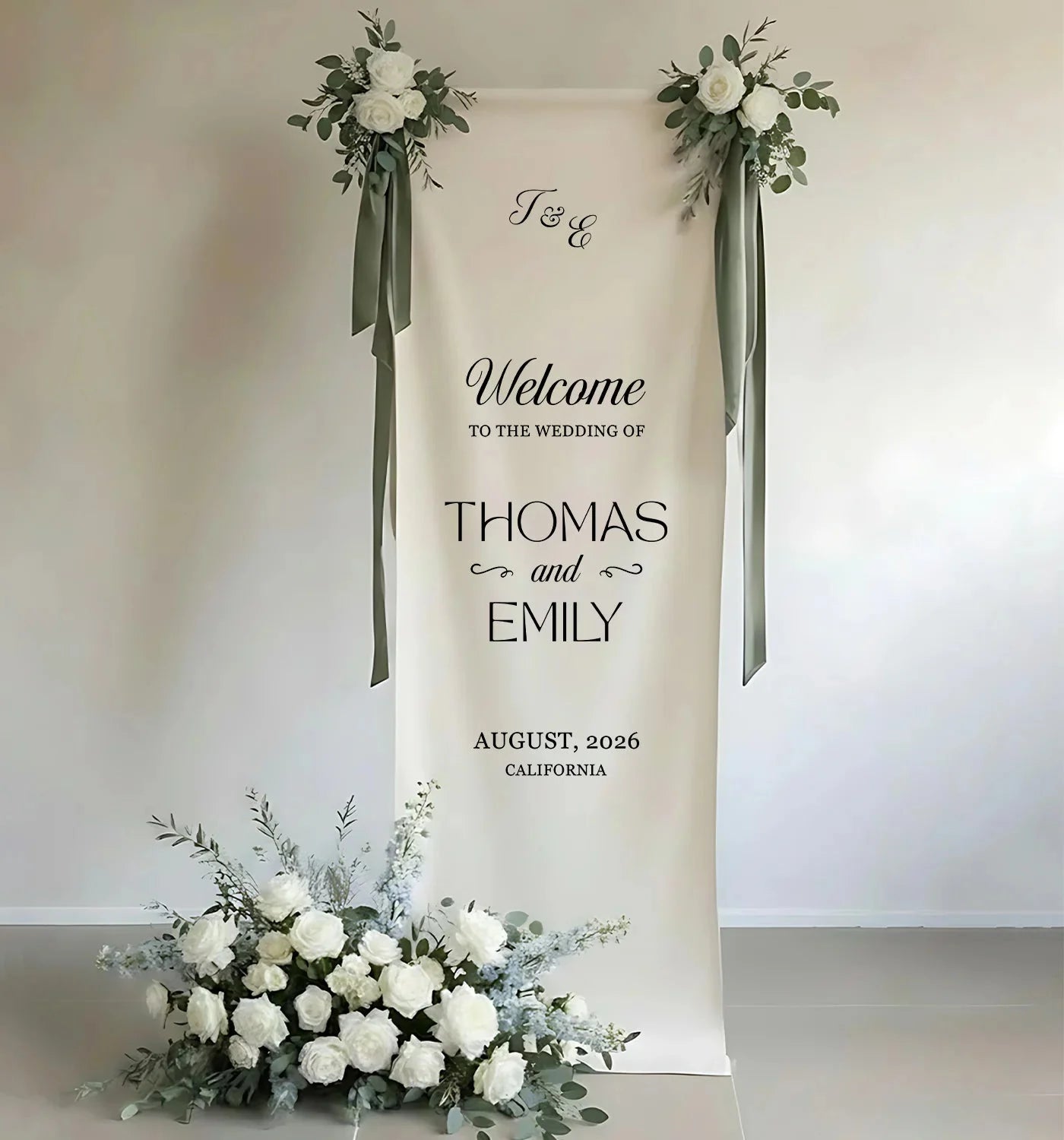 Minimalist Wedding Welcome Banner Personalized Linen Wedding Welcome Sign Custom Name Ceremony Decor, personalized wedding...