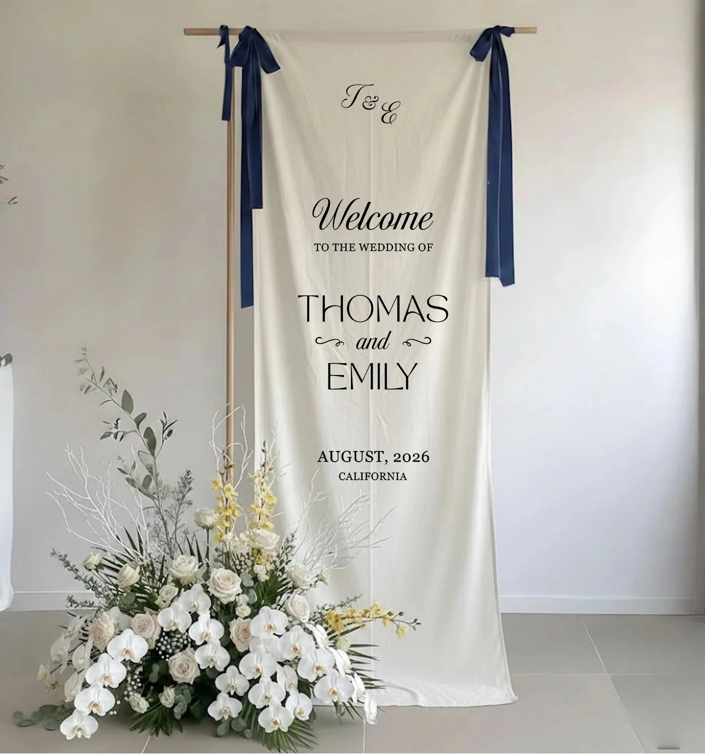 Minimalist Wedding Welcome Banner Personalized Linen Wedding Welcome Sign Custom Name Ceremony Decor, personalized wedding...