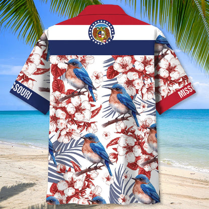 Missouri State Eastern Bluebird White Hawaiian Shirt
