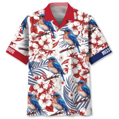 Missouri State Eastern Bluebird White Hawaiian Shirt