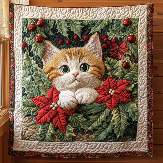 Mistletoe Kitty Quilt Blanket