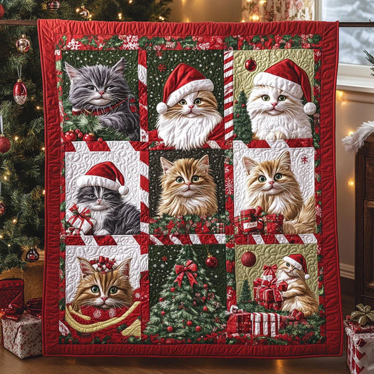 Mistletoe Magic Cat Quilt Blanket